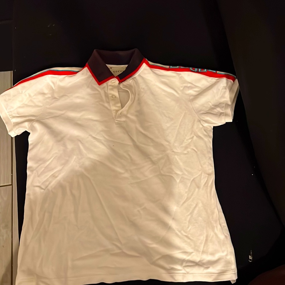 Boy’s White Cotton piquet Polo With Stripe
